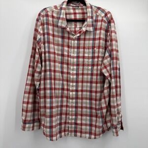 Toad&Co Shirt Mens XL Red Plaid Button Up Long Sleeve Organic Cotton‎ Casual